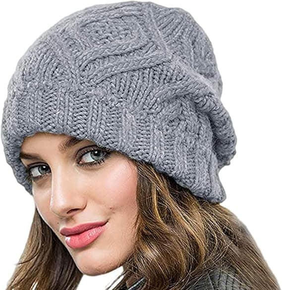 Dames Vinter Vintage Strikket Beanie Chunky Cable Knit Blød Varmt
