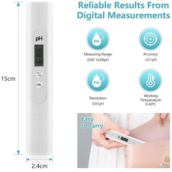 Elektronisk PH-mätare, 0-14 pH Mätområde, Högprecisions pH-testare för Pool, pH-mätare för Simbassäng, Akvarium, Dricksvatten