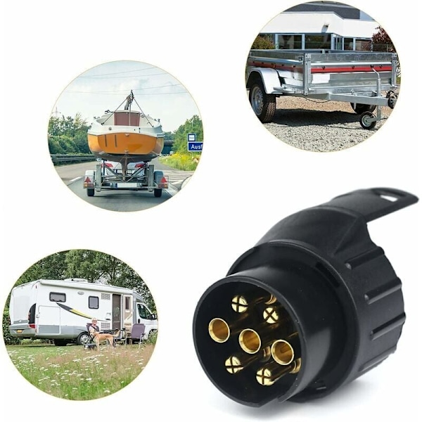 7/13 Tilhengerpluggadapter 7 til 13 Pins Hengerfestekontakt 7-polet til 13 Pins for Bilhenger, Traktor, Campingvogn, Sykkelstativ..DEBUNS