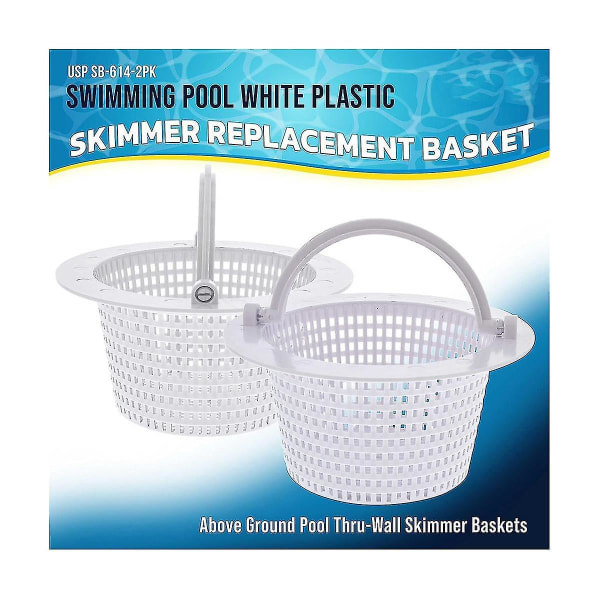 Replacement Pool Skimmer Basket (2 Pack) - Above Ground Pool Thru-Wall SkimmerBY White