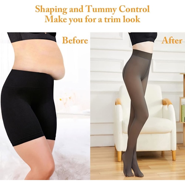 Fleeceforet Tights Ekstra Tykke Varme Vinter Dobbeltforet Termiske Tights med Stræk Falsk Sheer Hud Slim Elastiske Leggings Høj Talje Tights til Kvinder 200g