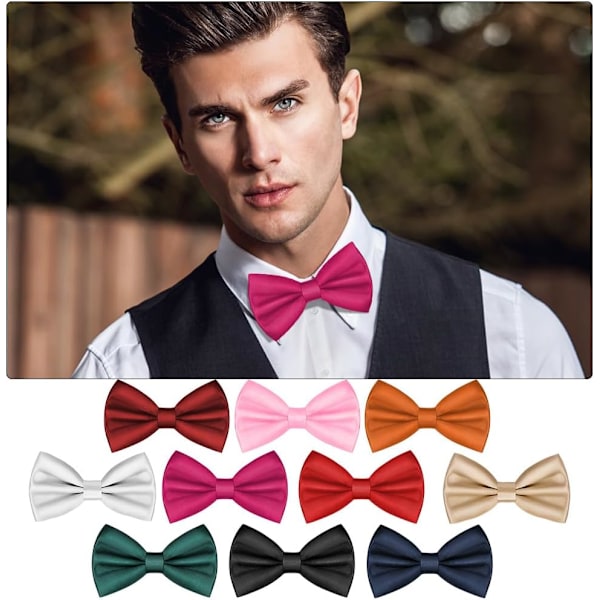 Flot Butterfly-slips til mænd, klassisk ensfarvet slips Butterfly-slips til mænd, satin Tux Butterfly-slips, justerbar formel Butterfly-slips til fest, bryllup Rose red