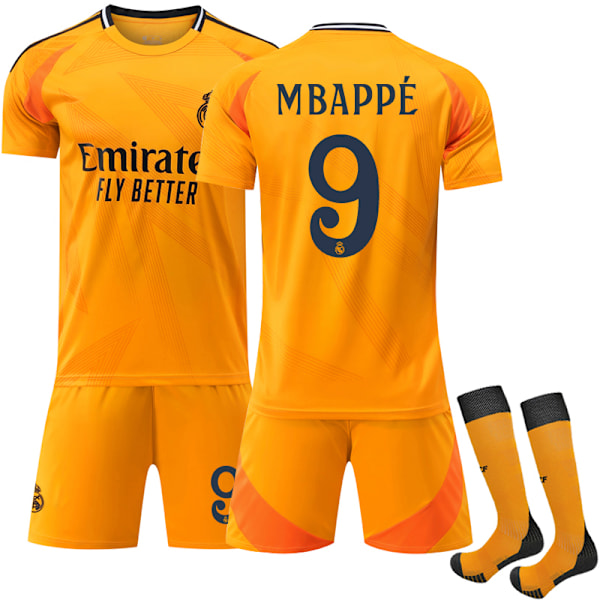 2024-2025 Real Madrid Aawy Børne- og voksenfodboldtrøje nr. 9 Mbappé Away Adult S