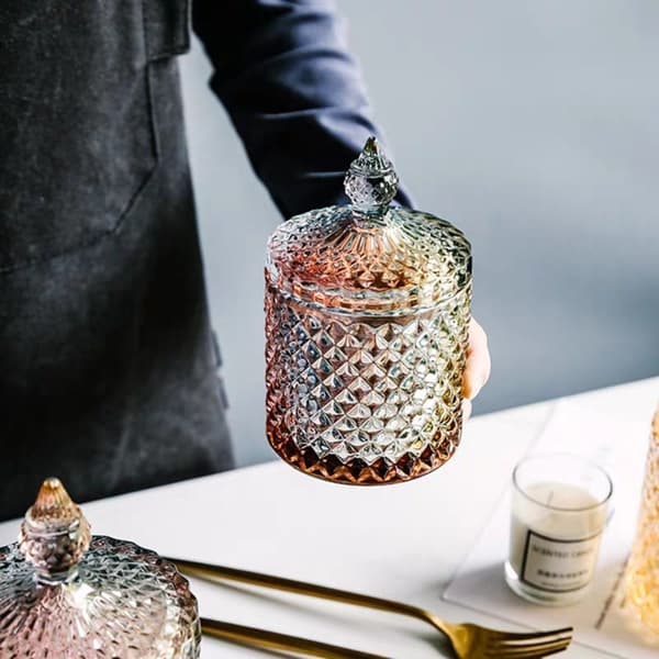 300/600ML glasförvaring konserverad diamant godisbox GRÅ 600ML grå 600ml-600ml grey 600ml-600ml