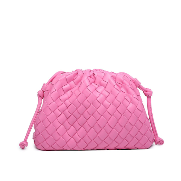 Sky-taske 2024 ny stil taske kvinders ko-læder rynket dumplings taske damer håndtaske skuldertaske MJ51 Rose Red 22*9*14cm