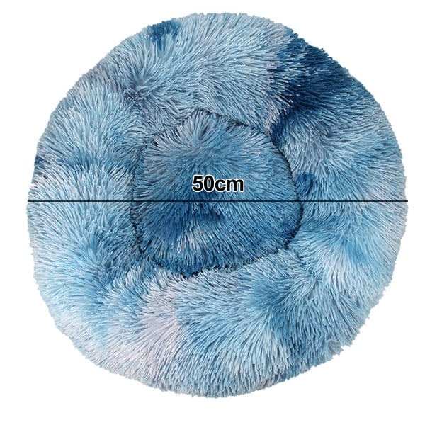 IC Plysj kjæledyrseng, donut hundeseng for små hunder, rund hundeseng, Treasure Blue
