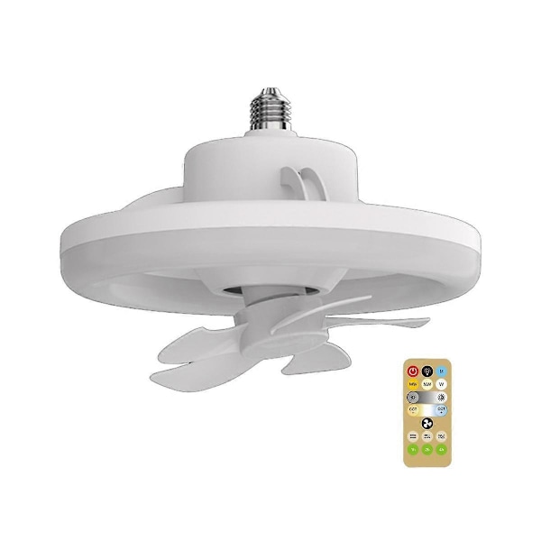 360  roterande takfläkt med E27 intelligent fläkt med fjärrkontroll LED-fläktlampa för vardagsrum R