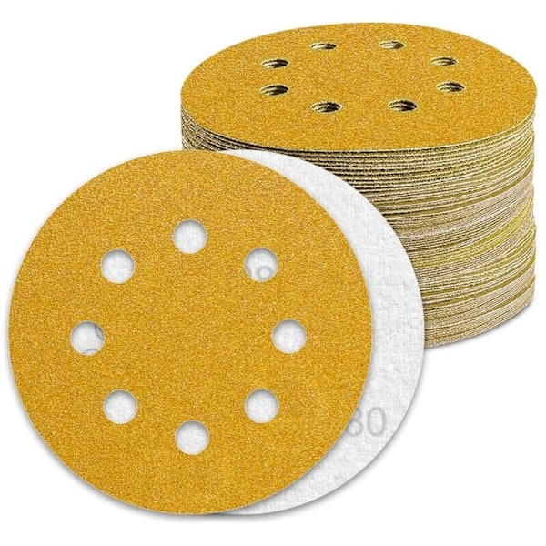 125mm Slippapper 80 Korn 100st Slippapper för Excenterslipmaskin Slippapper..DEBUNS
