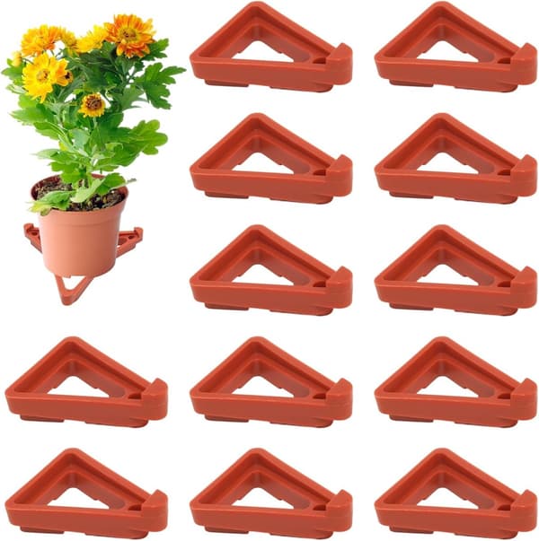 12 blomkruksfötter - triangulära planteringsfötter, halkfria, andningsbara - för utomhuskrukor - 7*5,5*2 cm - Orange