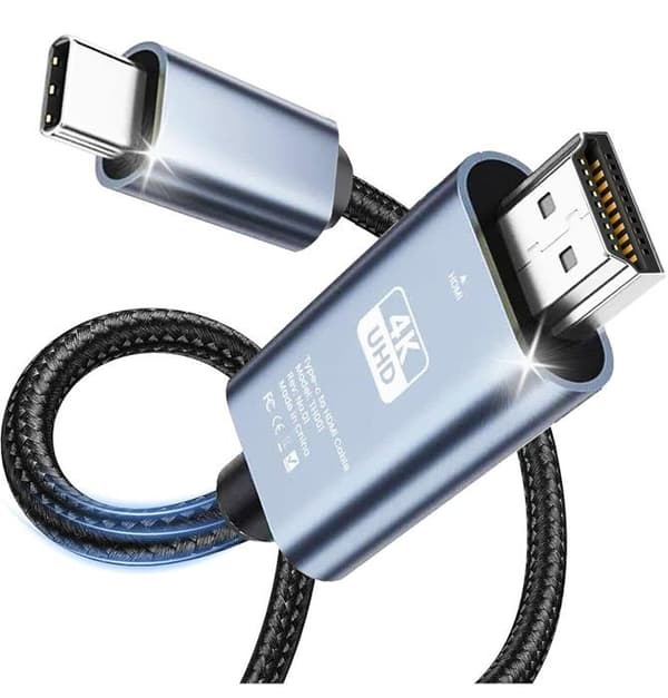 USB C til HDMI-kabel 4K 60Hz Type C (Thunderbolt 3) til HDMI for Surface, MacBook, iMac, iPad, Dell, HP, Lenovo, Galaxy, Huawei - 2M