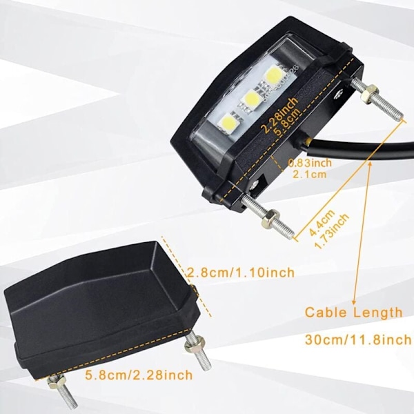 PC Motorsykkel Skiltlys, 12V Universelt Motorsykkel LED Baklys Skiltlampe, Hvitt Lys