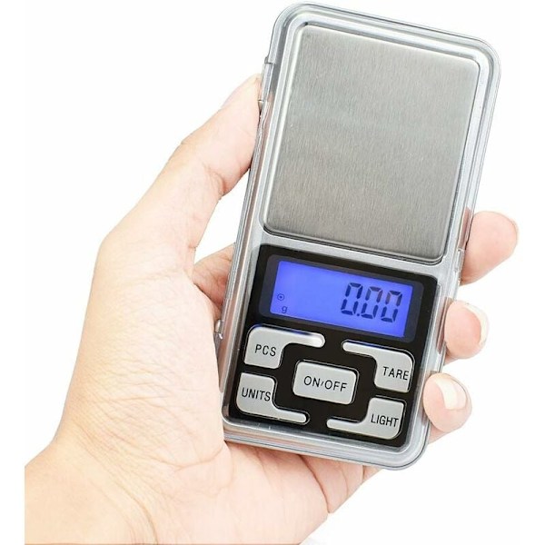 Digital lommevægt til smykker, milligramvægt, høj præcision 1,1 lb / 500 g (0,01 g) genladning til smykker og ædelstene, lille elektronisk vægt
