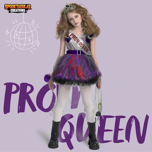 Spittacular Creations Kids Piger Mørk Prom Queen Kostume, Goth Prom Queen Kostume til Børn, Piger, Halloween L lila Large (10-12 yrs)