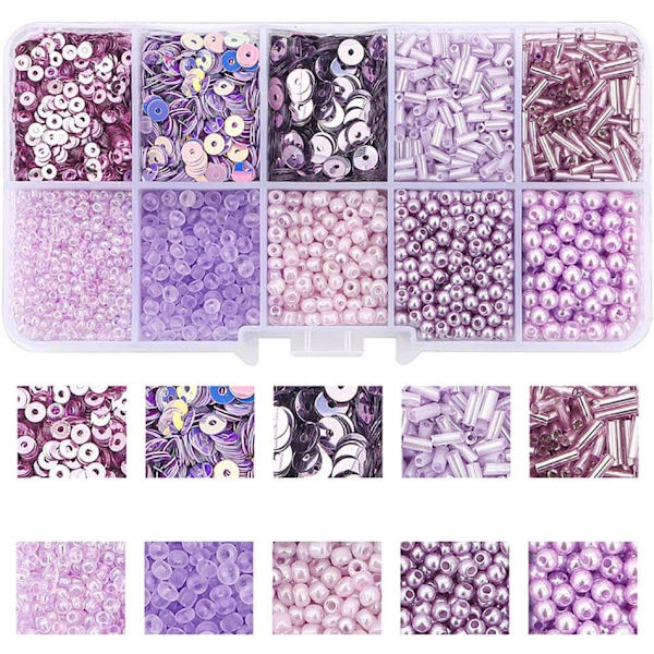 Färgglada minipärlor för armband - DIY Macaron Charm Kit Light violet