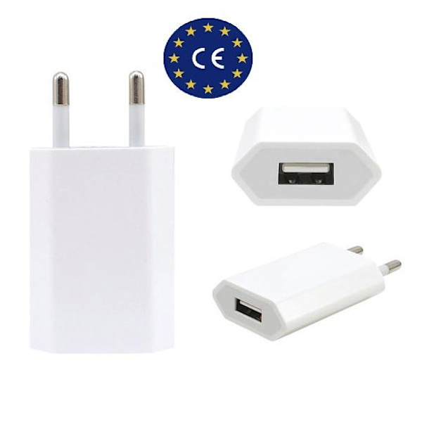 USB-strømadapter fra 230V til 5V USB Type A hunn 1A, 5W iPhone