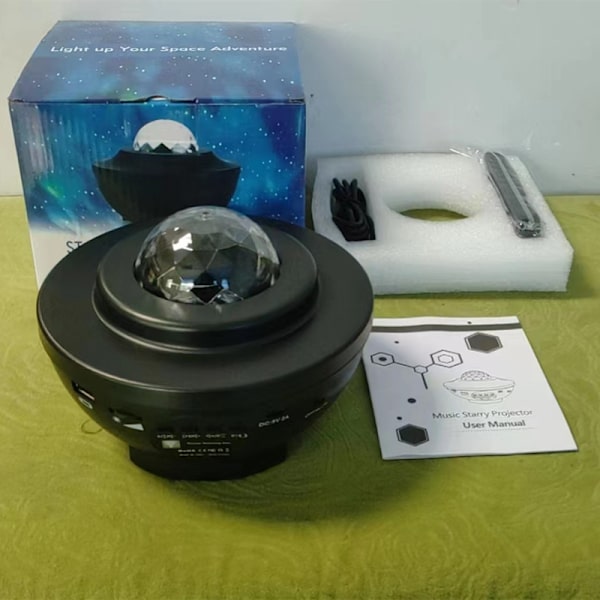 USB Bluetooth Musik Atmosfärslampa Enstaka Grön Laser Stjärnhimmellampa Stjärnigt Vattenmönster Projektionslampa Fabriks MJ51 Stairs White