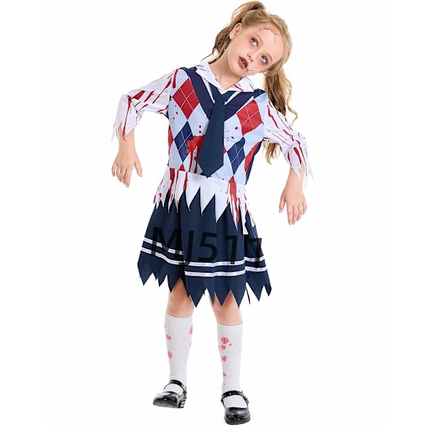 Halloween Kostumer til Børn Amazon Nye Blodpletter Student Uniform Dragt Cosplay Tøj Pige Student Tøj child M