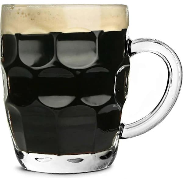 Brittiska Dimple Pint Glasmuggar Set om 4, 568 ml Hållbara Ölstop i Glas för Ölälskare Hemmabars Presentförpackning