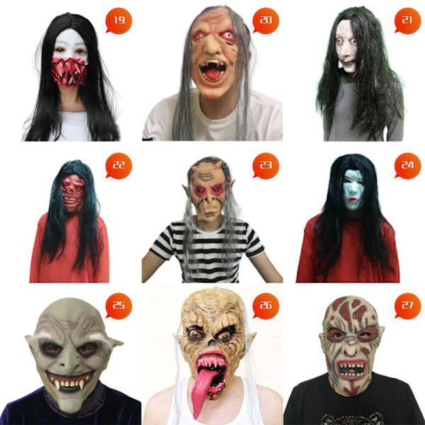 Spökhusmanuskript dödar NPC män och kvinnor mask huvudbonad Halloween rumsflykt spökhus skräckkostym MJ51 C