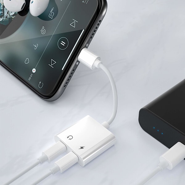 Til iPhone Oplader Audio Adapter Oplader Hovedtelefon Kabel Konverter
