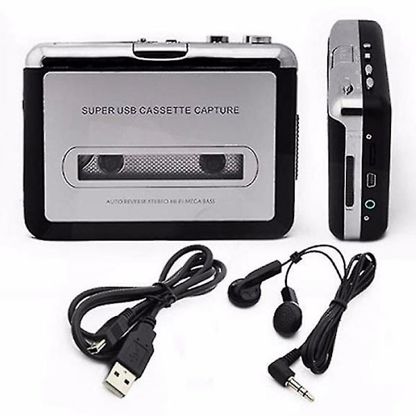 Bärbar kassettspelare & Walkman ljudkassettband till Mp3-omvandlare, konvertera Walkman-kassett till Mp3 via USB, bandspelare till kassett