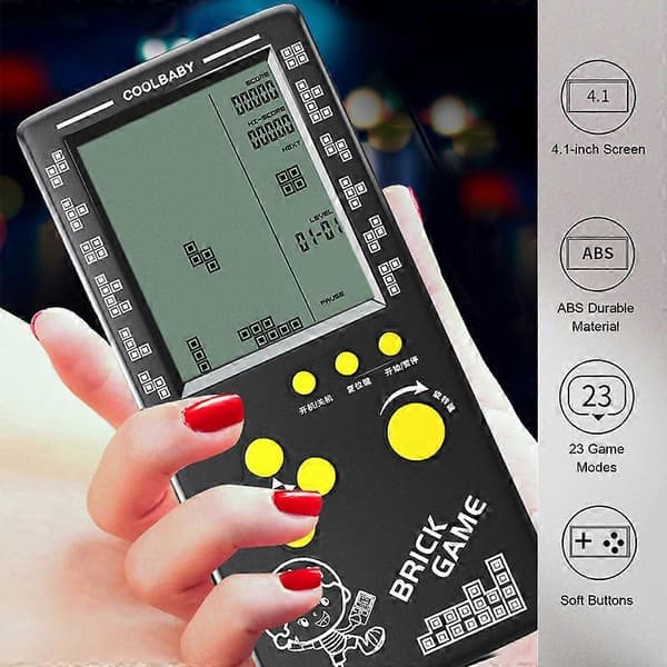 RS-100 Tetris Game Console Classic Block Game Puzzle Game Player Handheld Game Machine Brick Game Batteries Not Included Beyamis Blue Blue