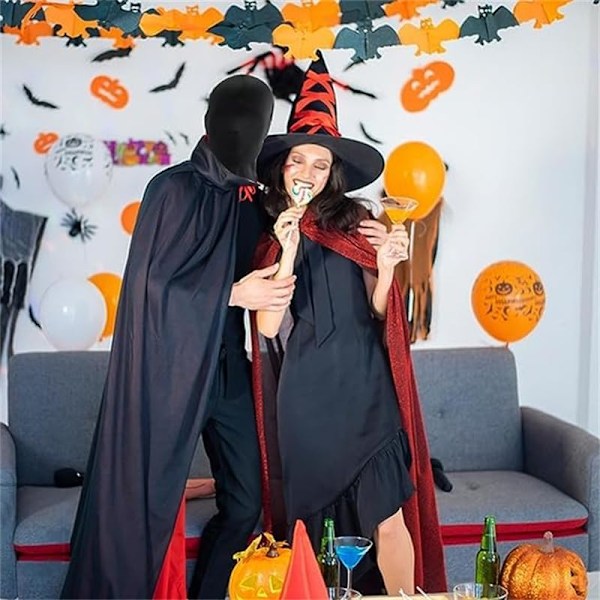 Sharharge 2 stk. sort helmaske Halloween spandex hætte maske Hovedbeskyttelse Ansigtsløs maske til unisex cosplay kostume