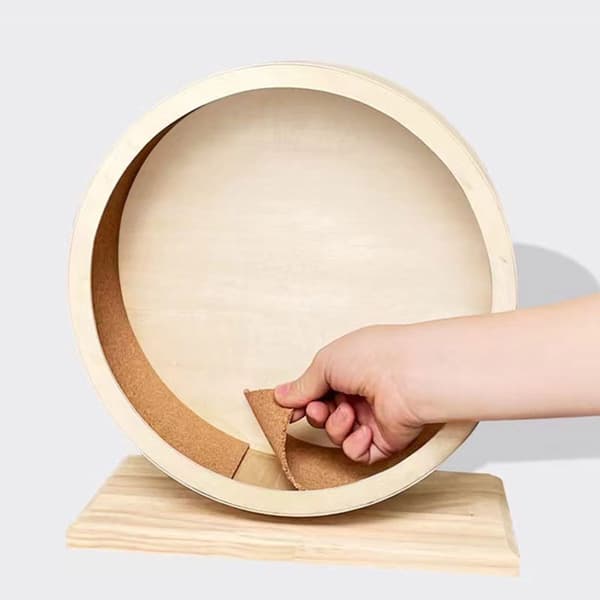 Hamsterhjul (material: trä- kork löpyta- sluten löpyta- halkfri)