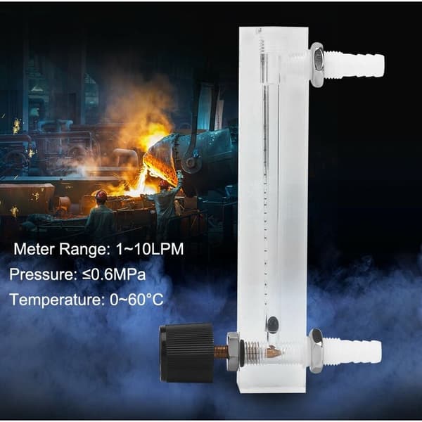 Gas Flow Meter, 1-10 LPM Flowmåler med Kontrolventil til Ilt/Luft/Gas