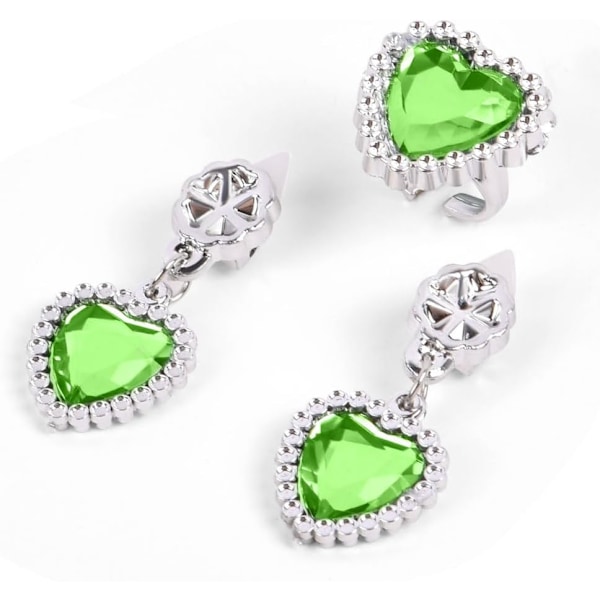 5-delt Anna kostymetilbehør med krone, tryllestav, halskjede, grønne øredobber og ring for jul, bursdagsfester, Halloween, jul, cosplay 5 pcs