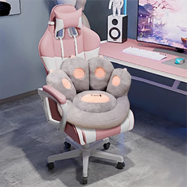 IC Kissankäpälätyyny Lazy Sofa Stolsdyna 18 tuumaa (noin 45,7 cm) Viihtyisä Kawaii Pehmoinen Lämmin Lattiantyyny Söpö Istuintyyny Makuuhuoneen Sisustus Harmaa