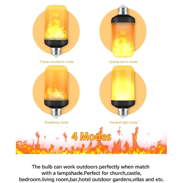 LED-lampa med flammeffekt 5W, simulerad flammeffekt, Halloween-dekoration (E27 gul flamme)