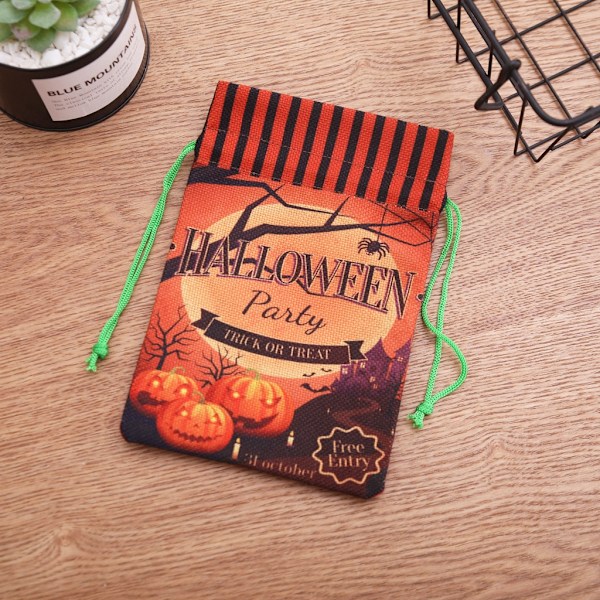 Nye Halloween dekorationer non-woven snørebånd slikpose gavepose børns spøgelsesfestival bærbare græskarpose D 20*14cm