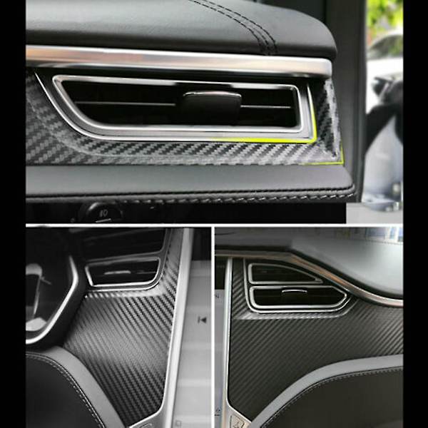 For Tesla Model X/s Karbonfiber Senterkonsoll Wrap Vinyl Klistremerke Trim Interiør Blankt Wrap Trim Dekal