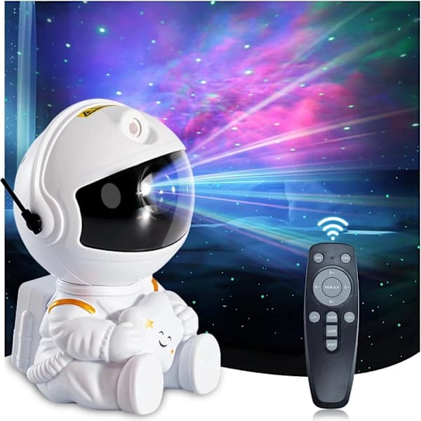 Astronaut Galaxy Projektor Nattlampa Med Fjärrkontroll och Timer för Sovrum Barnrum Avkoppling Vit