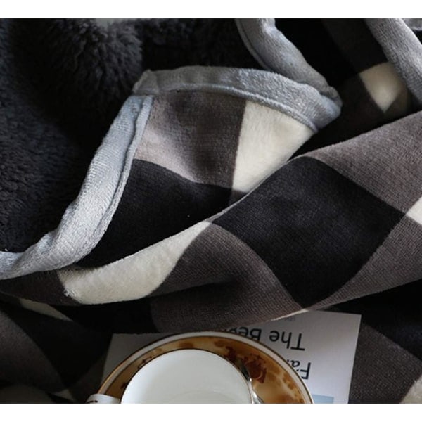 IC Buffalo plaid tæppe 127 cm x 152 cm til sofa - Ultramyk plys flanell fleece sengetæppe Sherpa tæppe til børn og voksne