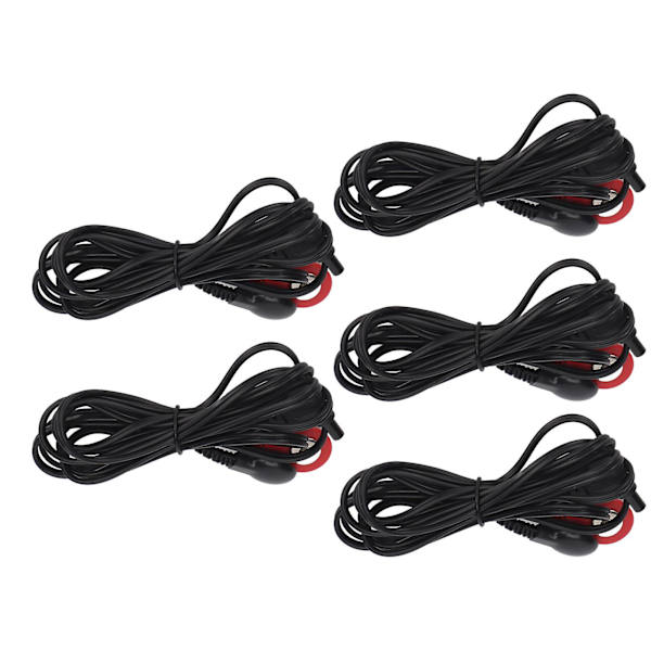 Elektrodeledning for TENS-maskin 5 stk. Svart 2,35 mm plugg 4,9 fot lengde