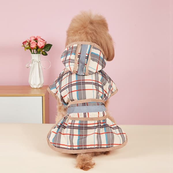 Justerbar regnfrakke til små/mellemstore hunde - med hætte, refleksstribe, åndbar