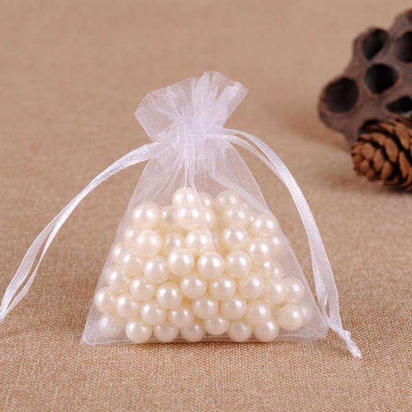 100 Organza-pussia, 9 x 7cm - Käsin ommeltu Multicolor multifärg