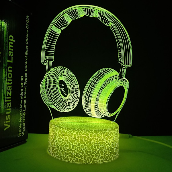 Luovasti suunniteltu pelikammarin koriste, yövalo, halkeamamalli, halkeamapohjainen, kuulokkeet Crack Base Headphones Crack Touch Colorful Set