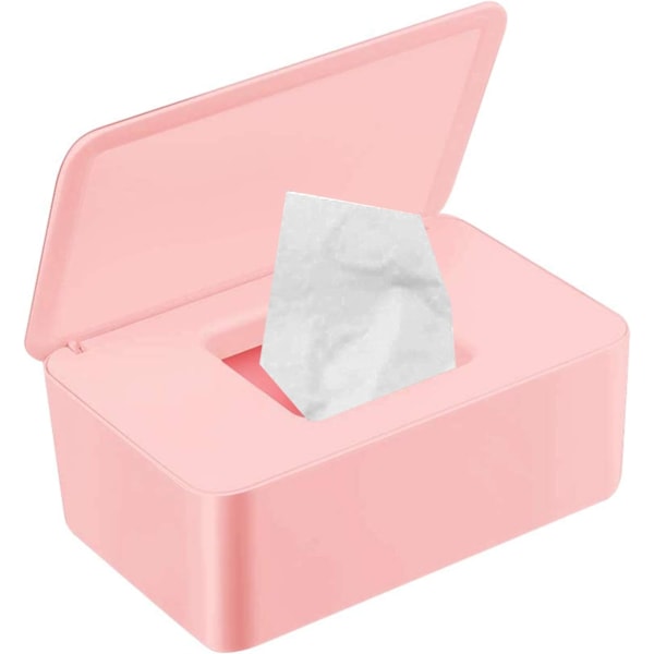 Våtservettbehållare, våtservettdispenser i plast, våtservettförvaringslåda, servettlåda med lock, servettlåda för servetter, toalettpapperslåda, våtservettbehållare för baby pink