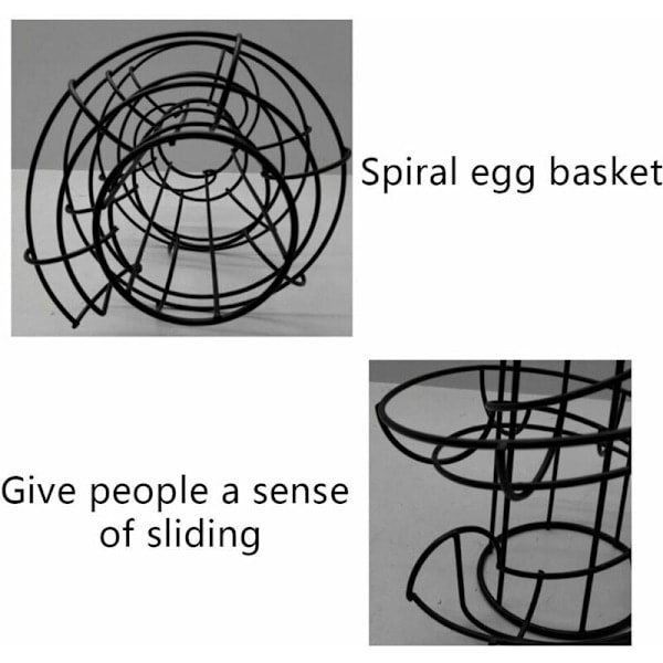 Spiral äggförvaring, metall spiral äggförvaring, kök äggställ, rymmer 24 ägg (svart)