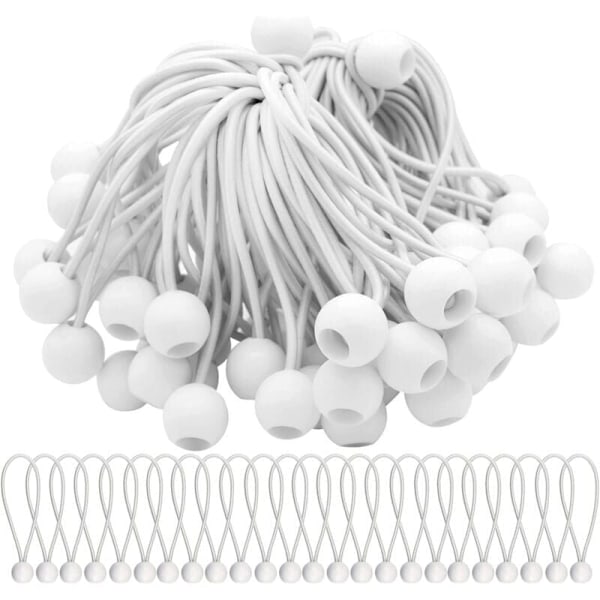 Pakke med 50 elastiske strikk med kuler, elastiske strikk, elastiske kuler for telt, bannere og presenninger...DEBUNS