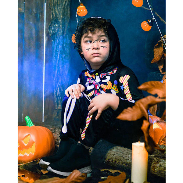 Skelett Jumpsuit Barn Vuxen 3D Tryckt Ben Halloween Kostym Skalle Ut För Rollspel Party Ben Q 4-6 Jahre