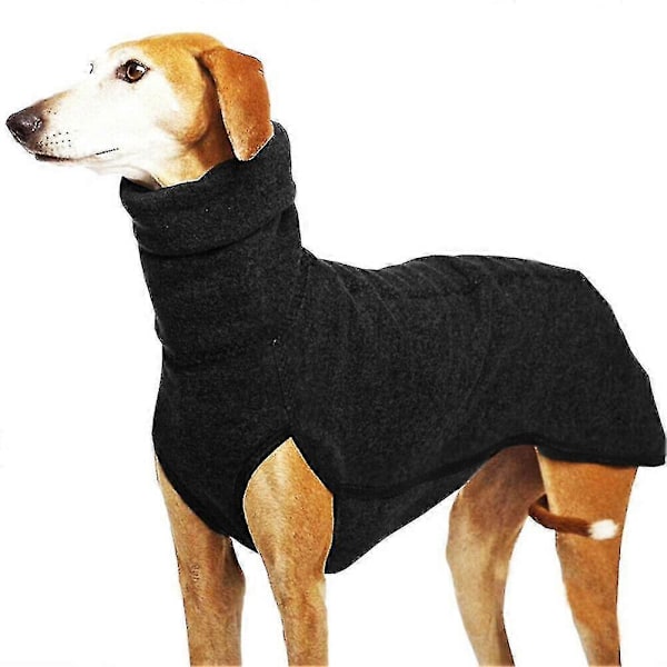 Vinterhundtröja med hög krage Greyhound Whippet Kläder Lurcher Kappa Svart Black L