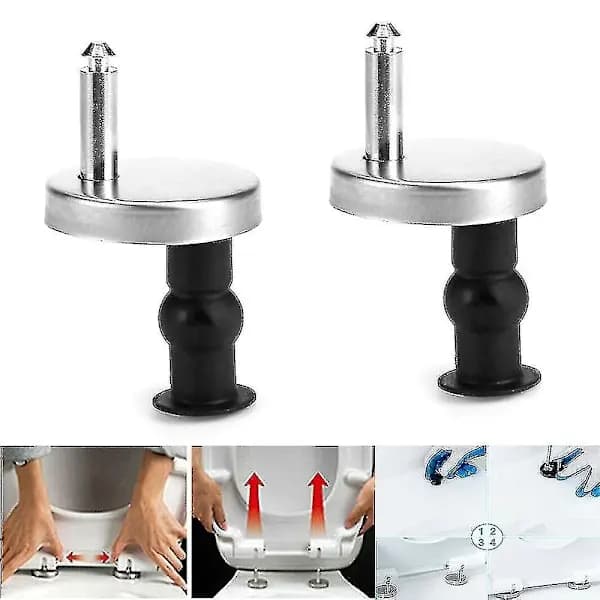 Toiletsædehængselbeslag Quick Release Rustfrit Stål Topmonteret Udskiftningssæt til Standard Toiletsæder 2-pak 60mm