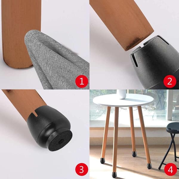 Stolebenkapper, 16 stk., runde sorte, 12-16 mm, med anti-ridsefilt, gulvbeskyttelse