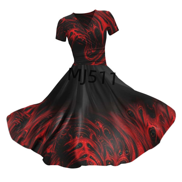 2024 Ny Halloween Blodig Blodig Perifer Kjole 115D Digital Print Stram V-hals Jumpsuit Type O S