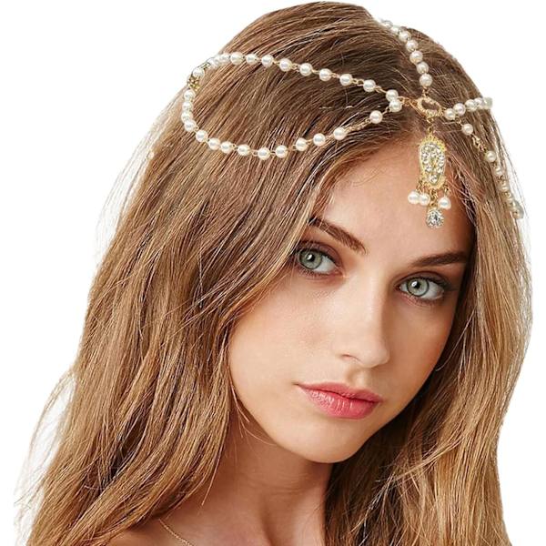Boho-kvast hårbånd, kvastkæde hårbånd, boho-hårbånd, damehovedbeklædning til festivaltilbehør bryllup halloween c