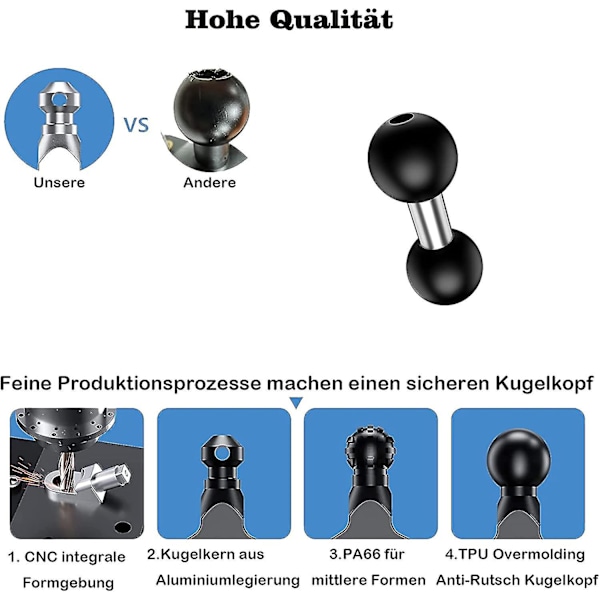 Kugleadapter Kuglebeslag Dobbelte Hoveder 25 Mm (1 Tomme) Kompatibel Med Ram Dobbelt Kuglestik Arme Gps-Holdere (1stk,sort)